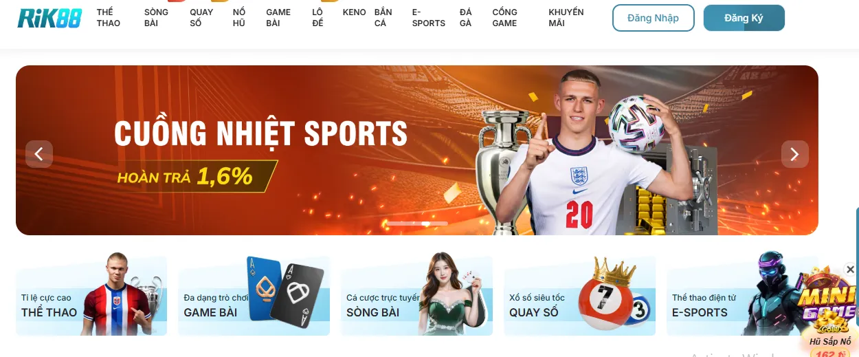 Rik88 với giao diện đẹp, sang trọng dễ sử dụng